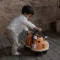 Little boy playing with the Tiger Wheely Bug