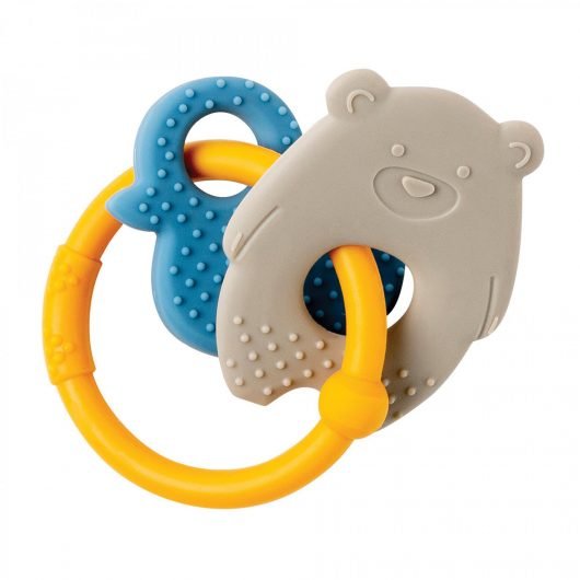 Nattou Silicone Teether Bear & Duck Ochre Ring