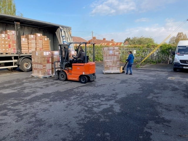 forklift loading lorry