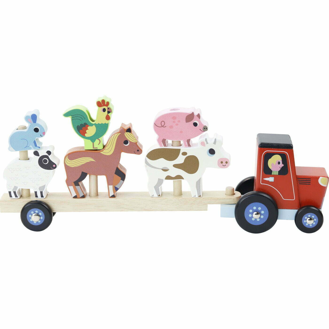 Vilac Tractor and Trailer with Animal Stacking Game