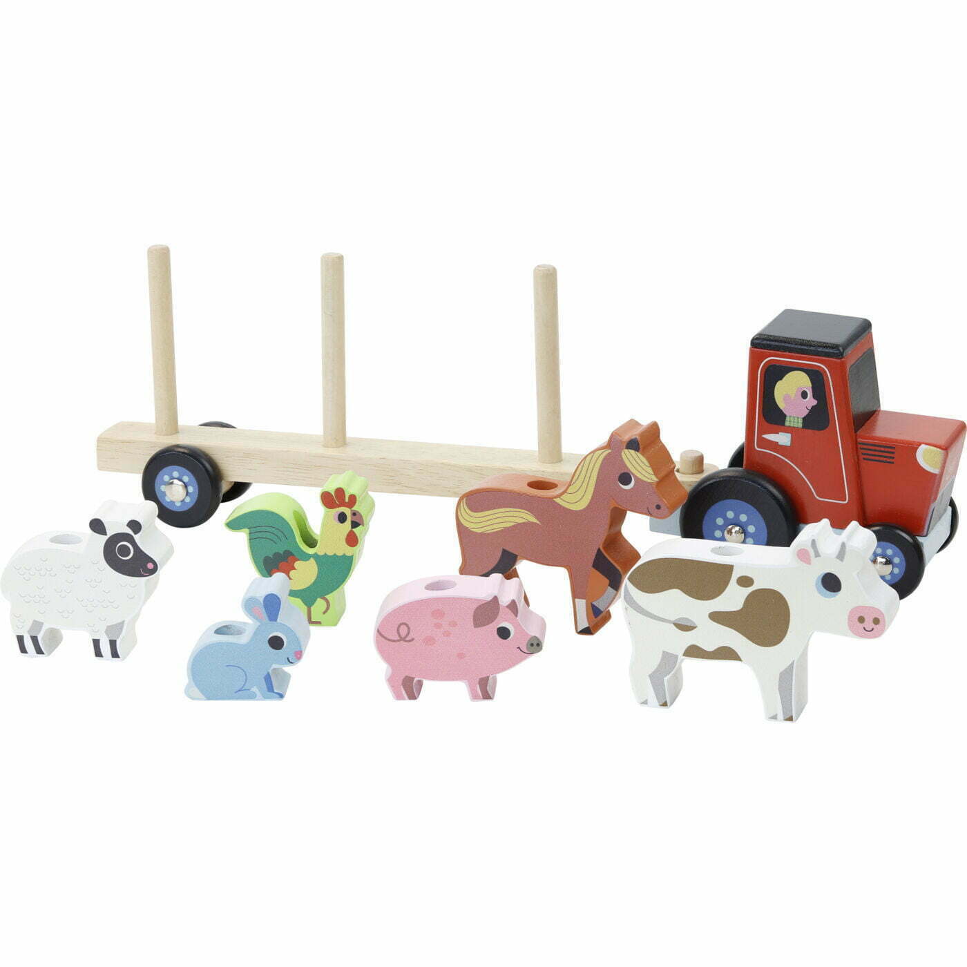Vilac Tractor and Trailer with Animal Stacking Game