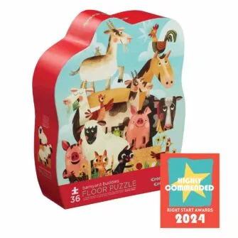 Barnyard Buddies 36 Piece Puzzle with Right Starts Awards logo