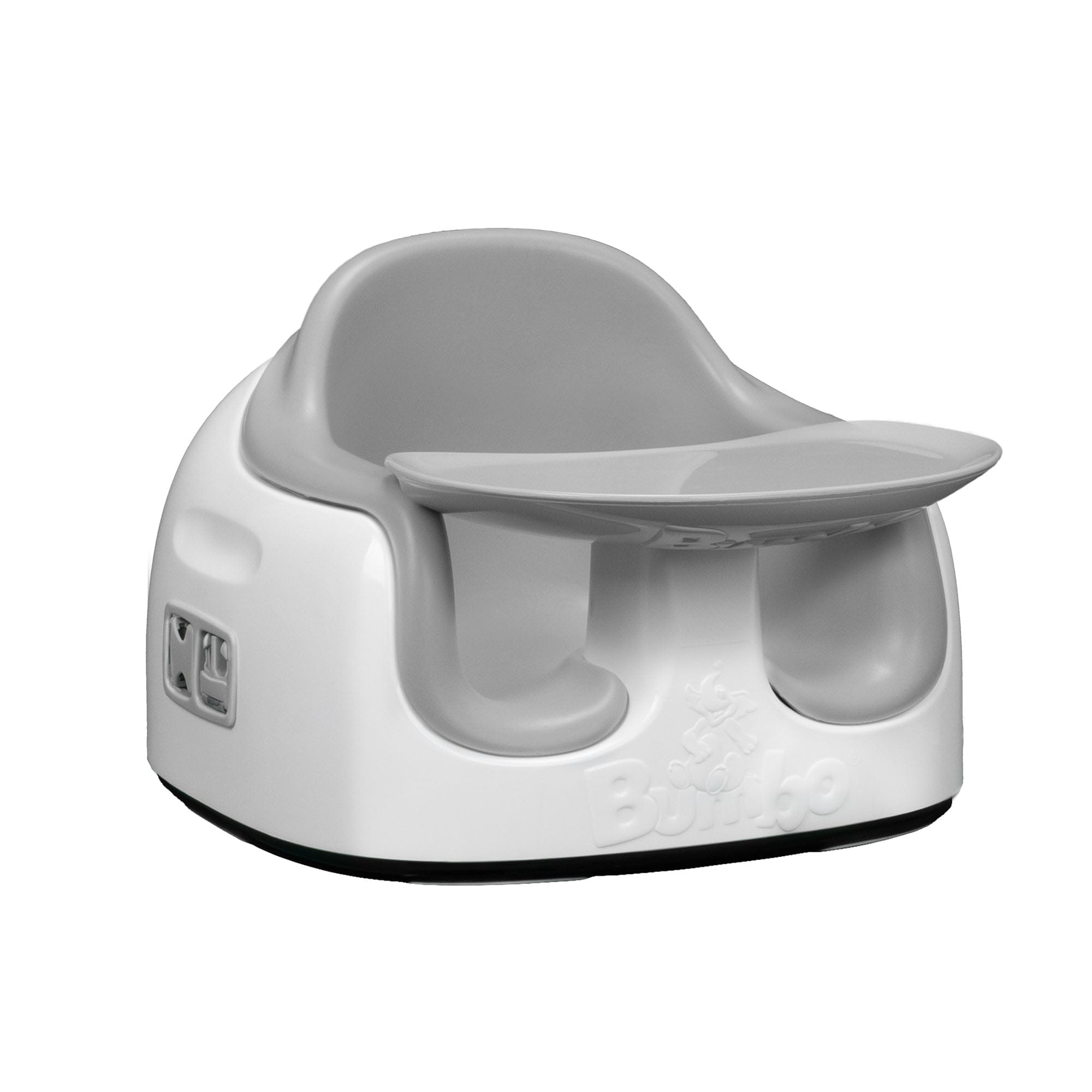 Multi Seat - Cool Grey Tray Attached Low Setting - White Background Bumbo Multi Seat Cool Grey