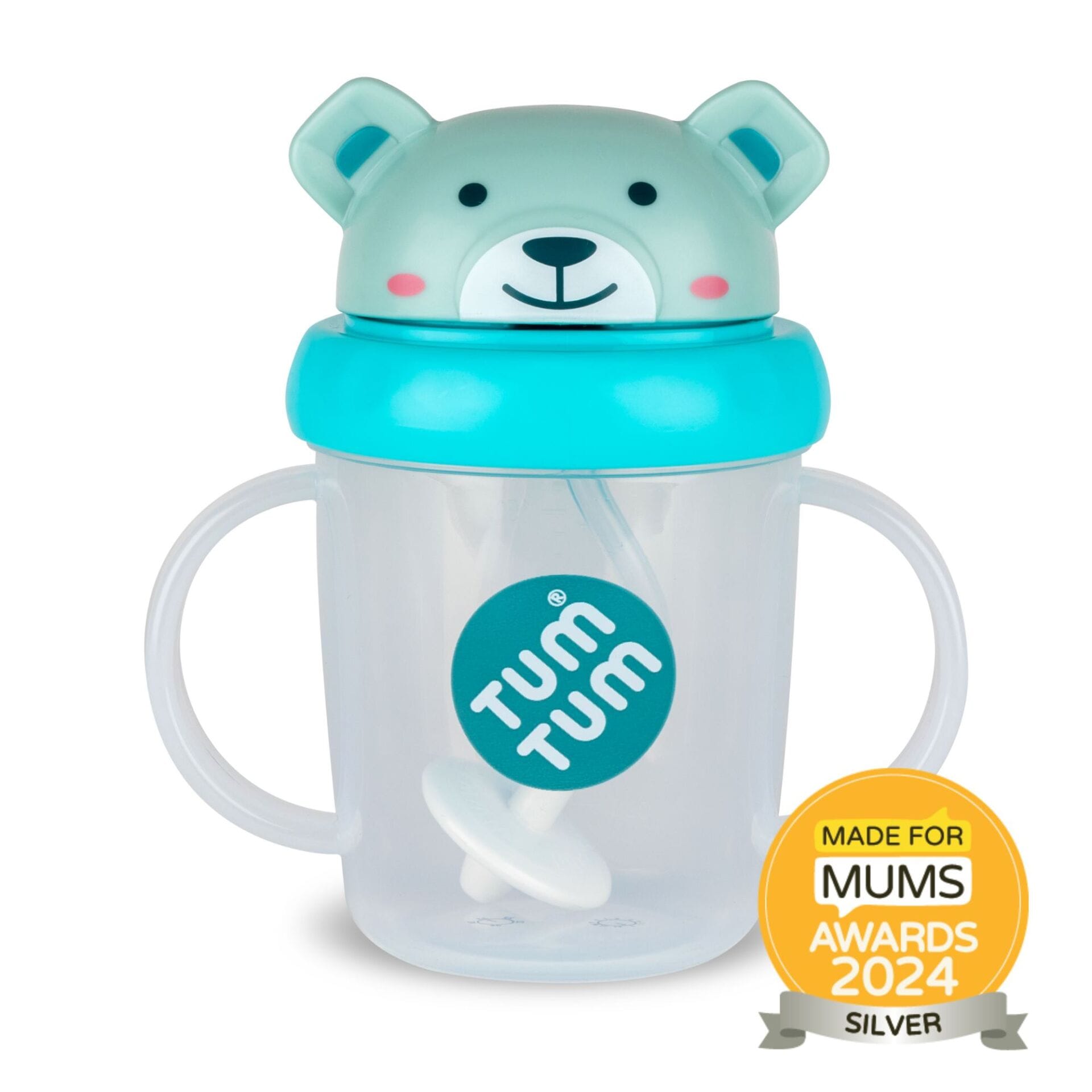 Untitled design (24) Tum Tum Tippy Up Cup Boris Bear with First Time Mums Silver award Logo