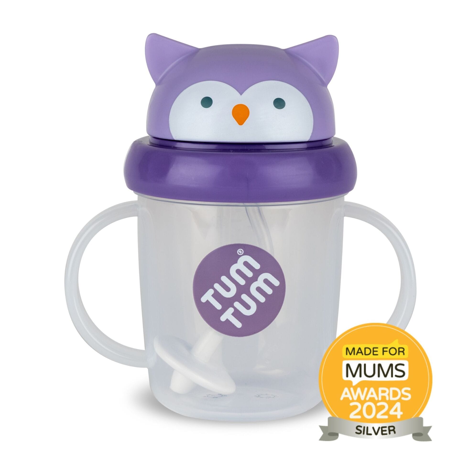 Untitled design (27) Tum Tum Tippy Up Cup Olivia Owl with Made For Mums Silver Award Logo