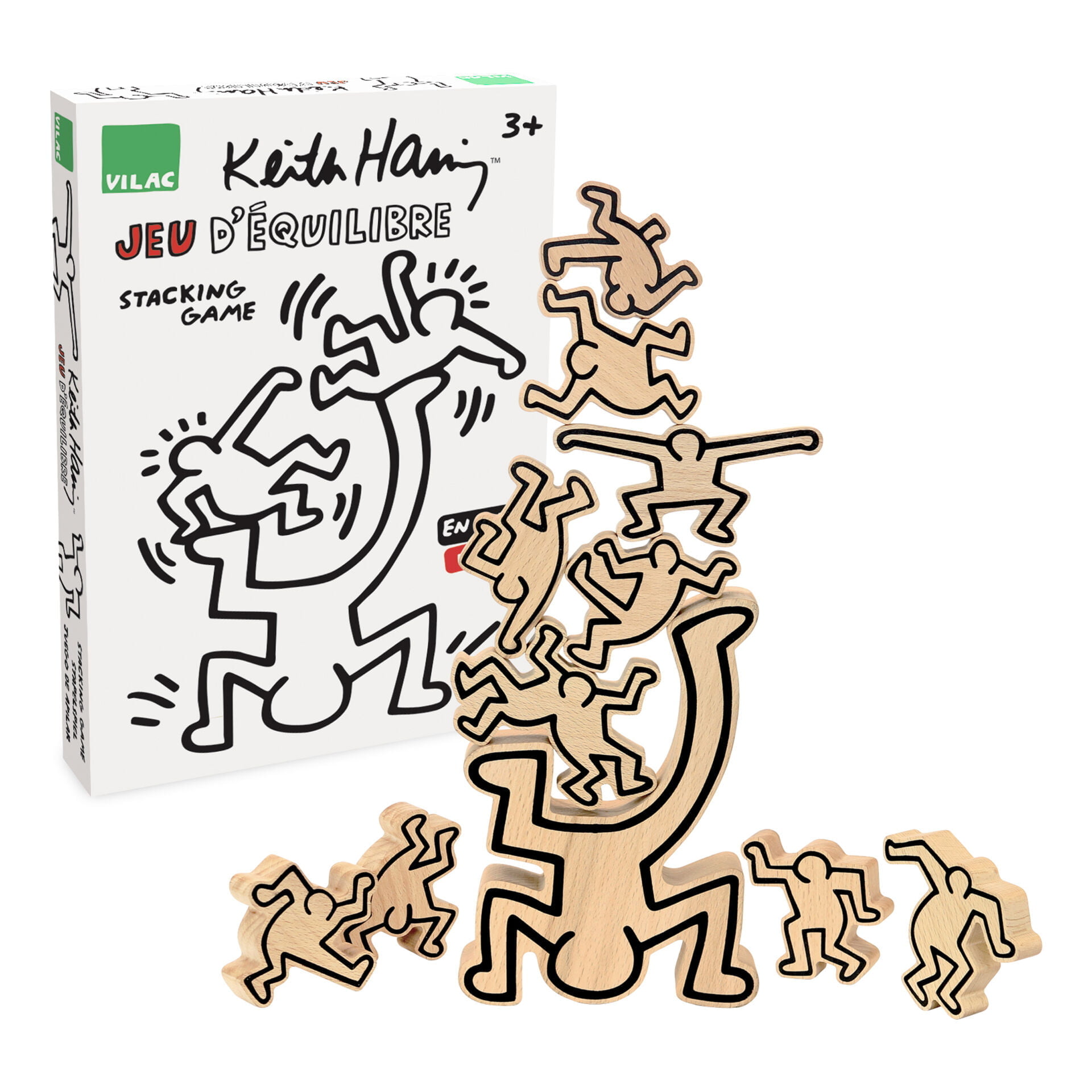 Vilac 9227 Set Di 9 Cubi In Legno Keith Haring, Multicolore, Giocattolo Educativo Per Bambini