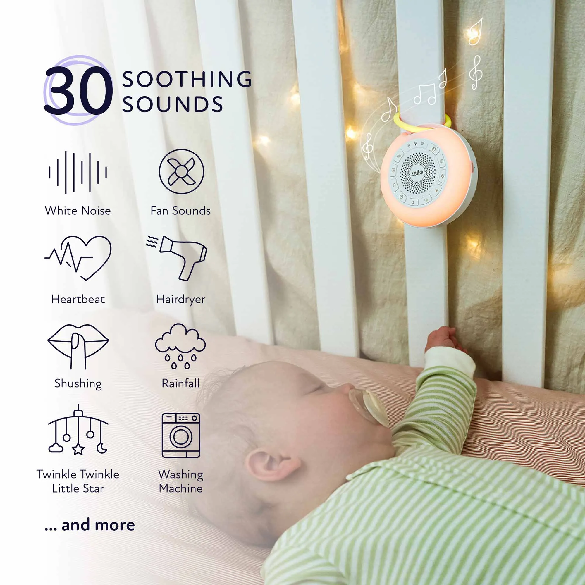 Zello Portable Pro Max White Noise Machine & Night Light