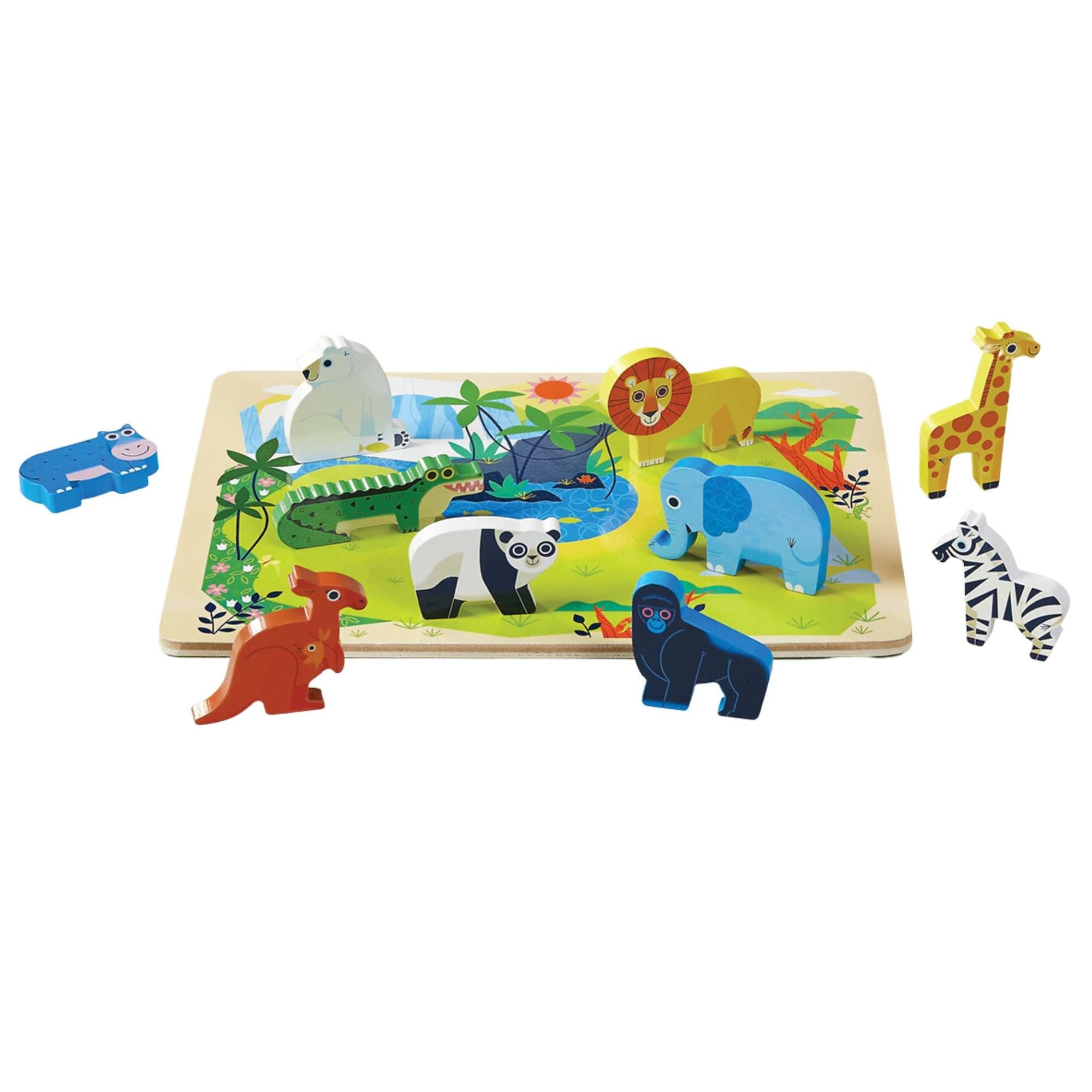 Crocodile Creek 16 Piece Let's Play Wooden Puzzle and Playset