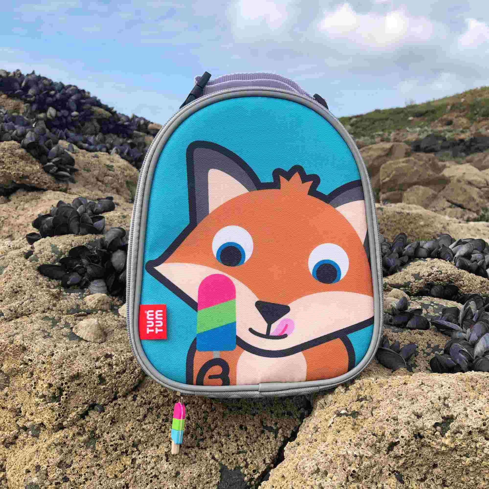 Felicity Fox bag on the rocks at the beach