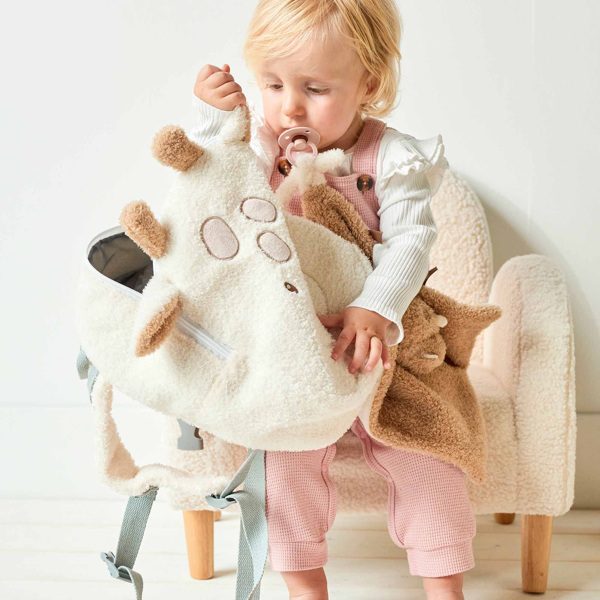 Girlwith Giraffe Teddy Backpack