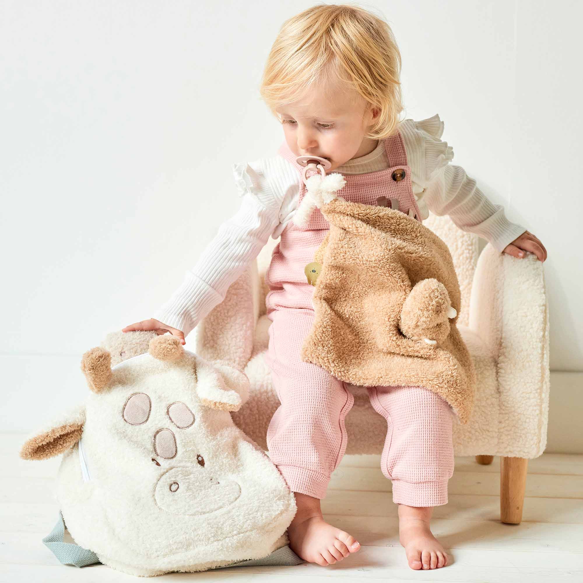 Girl with Giraffe Teddy Backpack