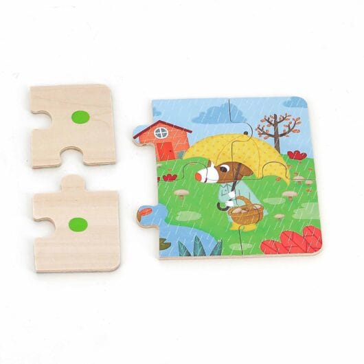 One puzzle being completed with colour codes on the back