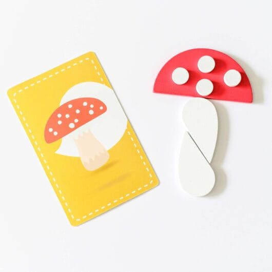 Vilac Whatizis Game game pieces in the shape of a mushroom