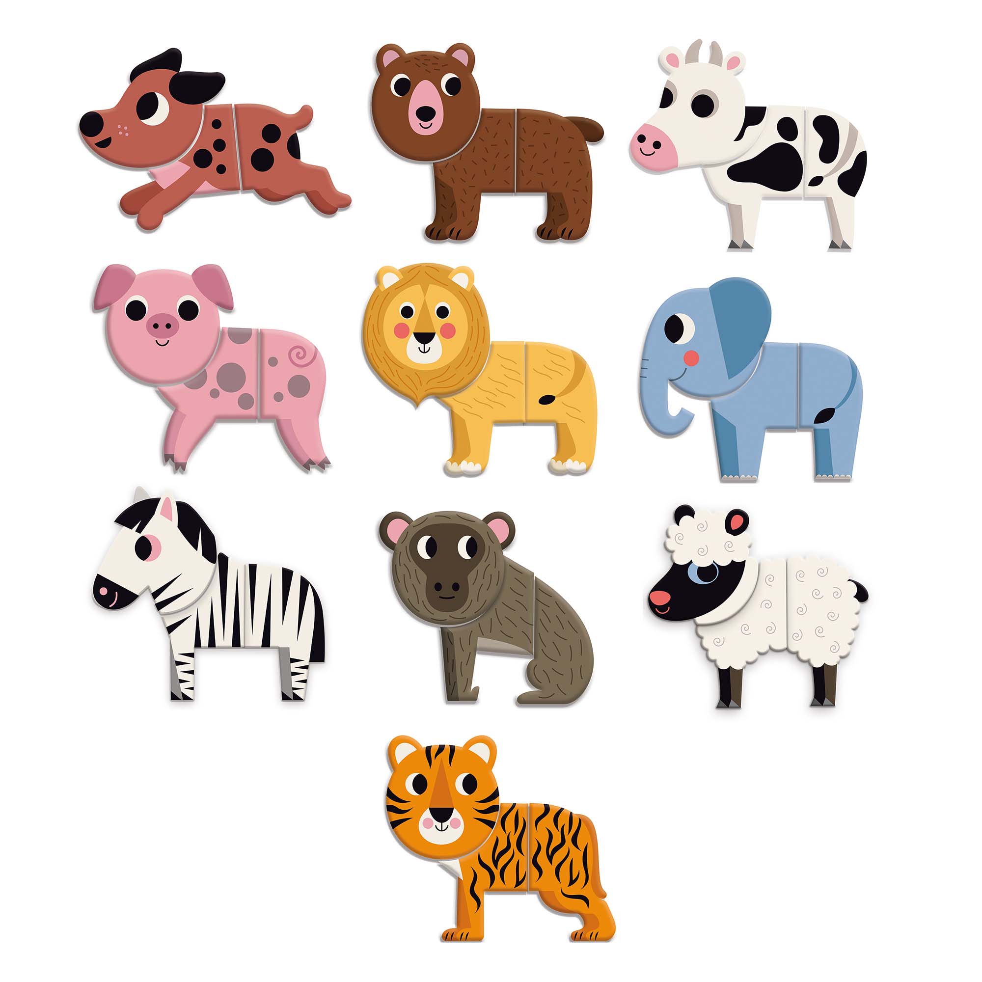 Ingela P.Arrhenius Wooden Animal Magnets complete animals