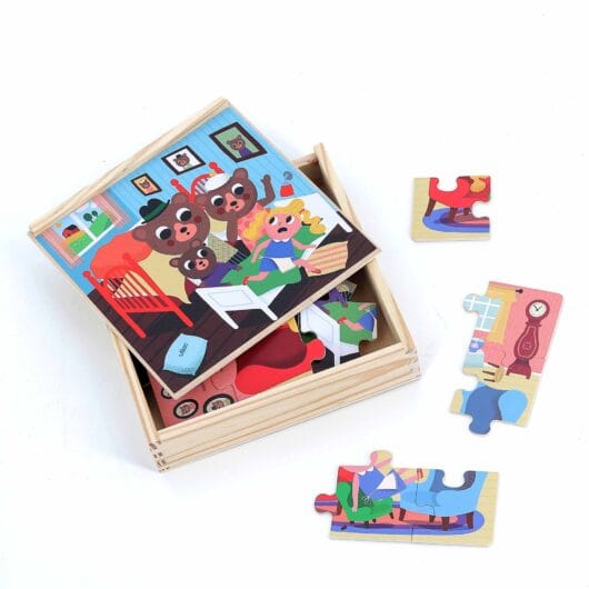One of the puzzles being put together out of the box