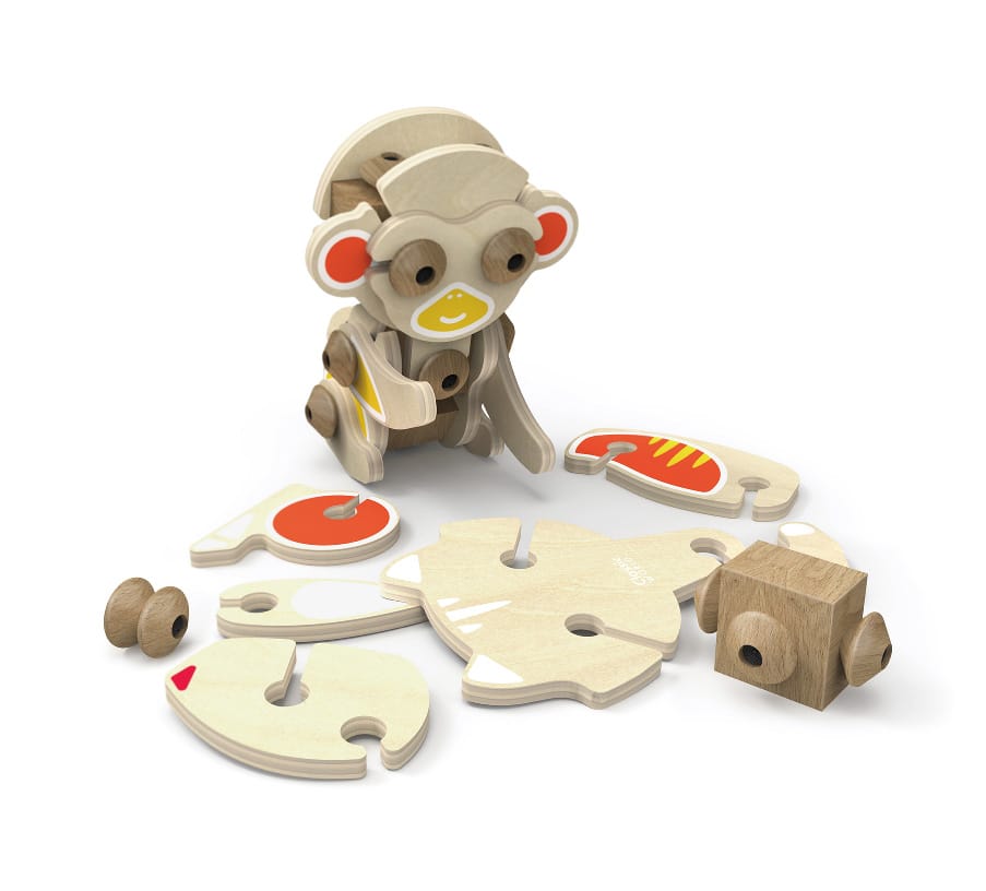Classic World Flexi Animals - Monkey with pieces laid out in front