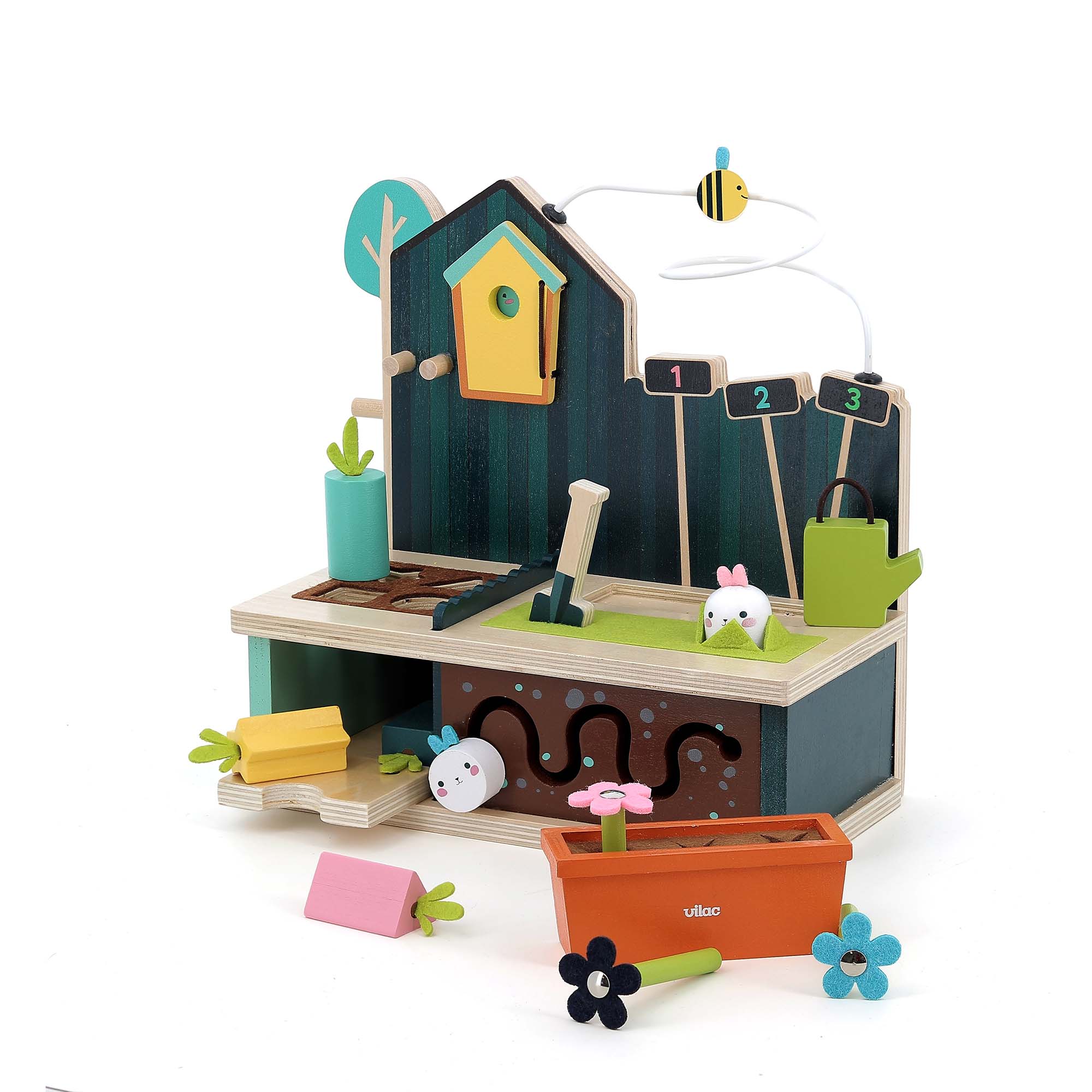 Vilac Early Learning Garden with pieces in front