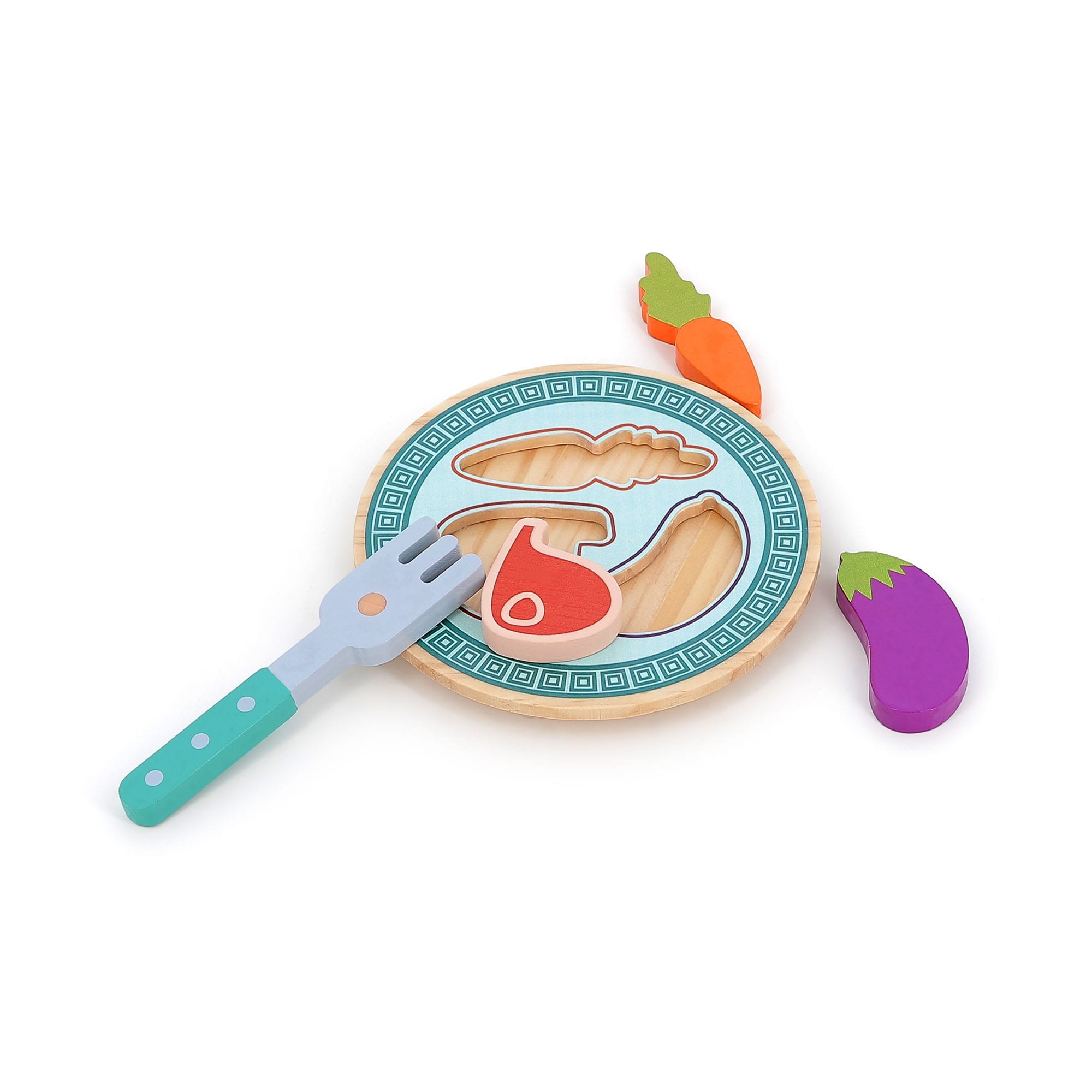 PLate with food pieces and fork