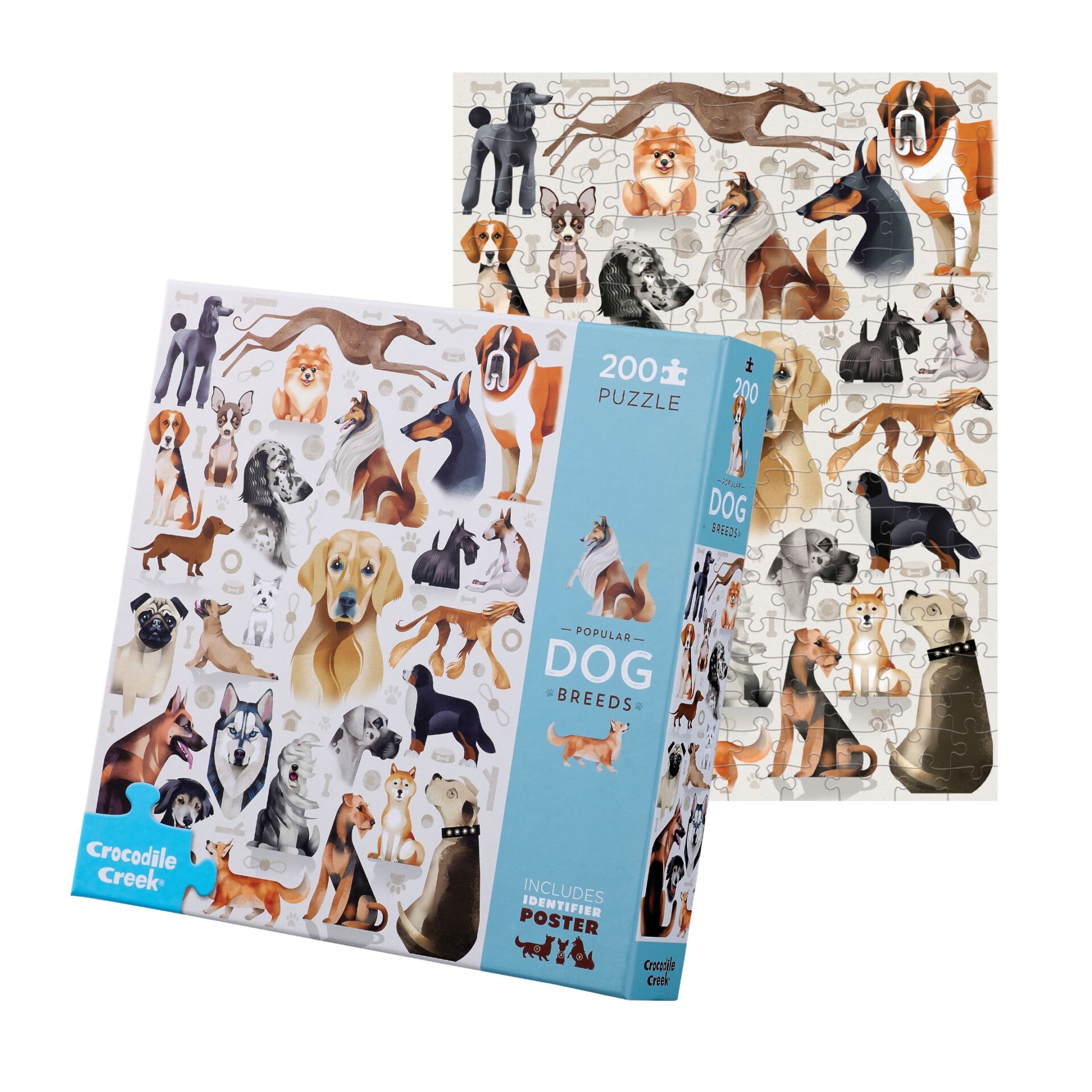 Box and puzzle image for Crocodile Creek dog breeds puzzle