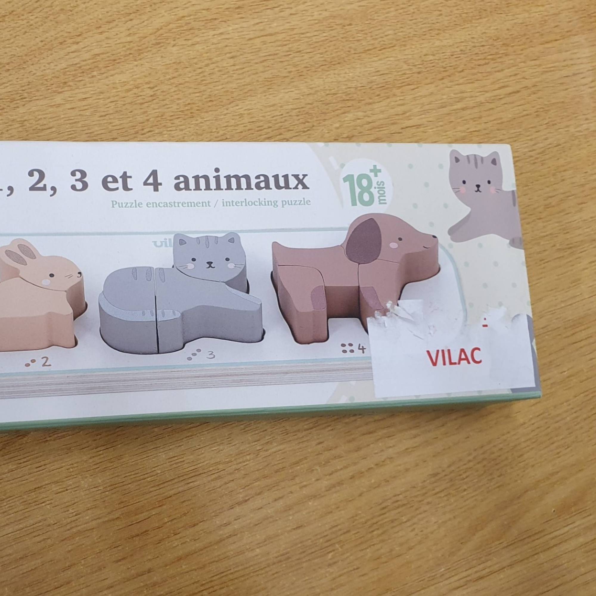Ex-Display - Vilac Wooden Animals Puzzle